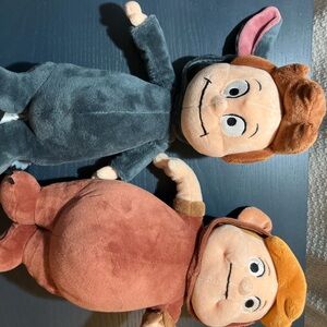 Disney Plush Dolls in Gray and Brown Costumes